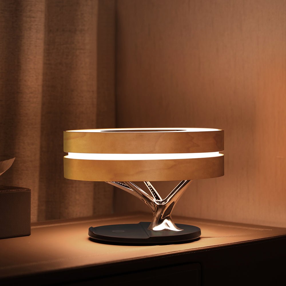 Dawn of Forest Smart LED Table Lamp TWS Wireless Speaker Qi Charger Clock Modern - RoseStraya.com