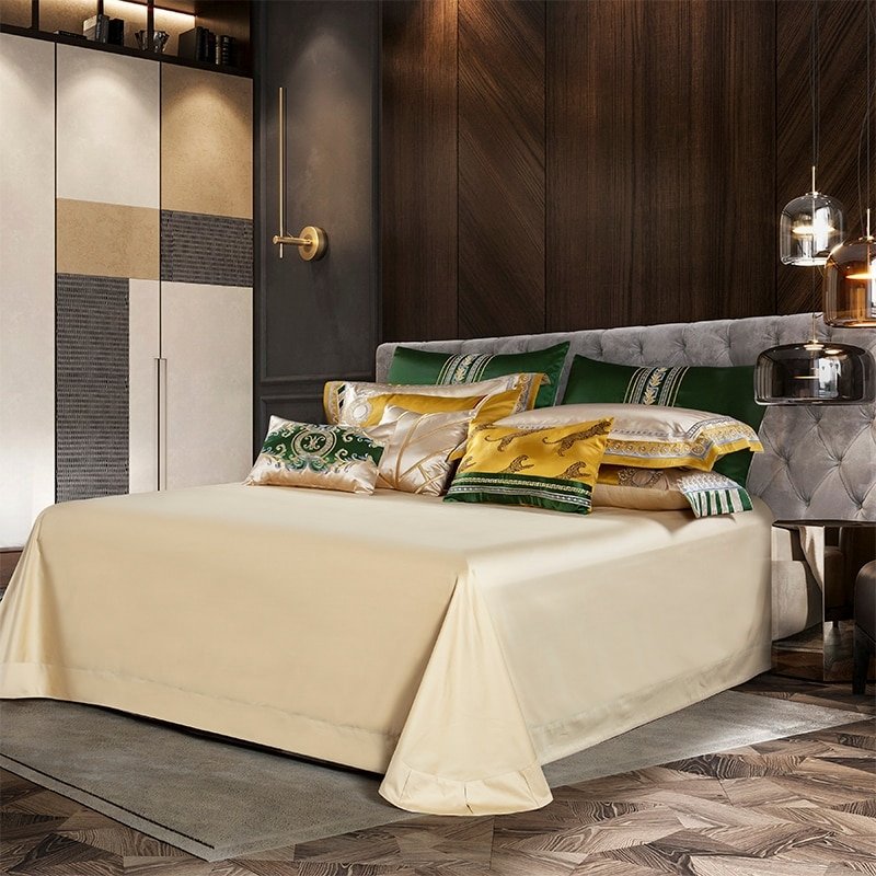 Delilah Green Embroidered Satin Jacquard Egyptian Cotton Duvet Cover Set - RoseStraya.com
