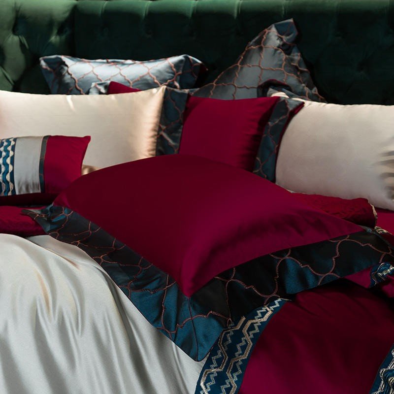 Dhana Embroidery Egyptian Cotton Duvet Cover Set - RoseStraya.com