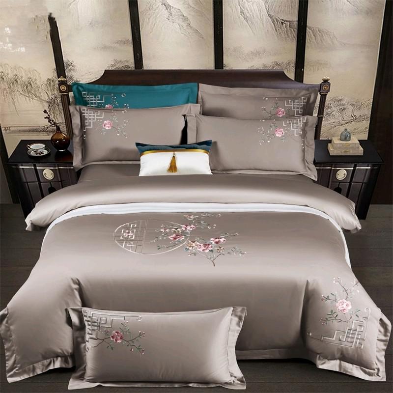 Dorothea Floral Embroidered Egyptian Cotton Duvet Cover Set - RoseStraya.com