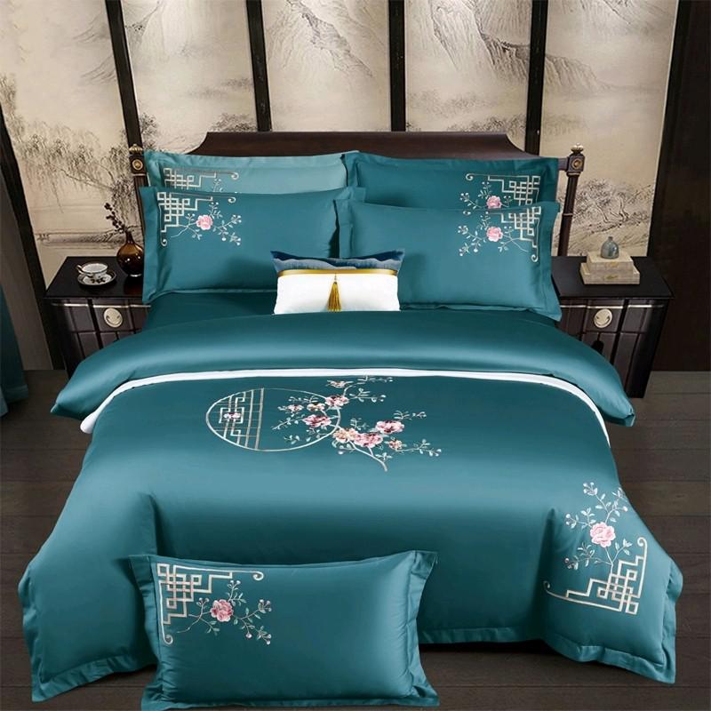 Dorothea Floral Embroidered Egyptian Cotton Duvet Cover Set - RoseStraya.com