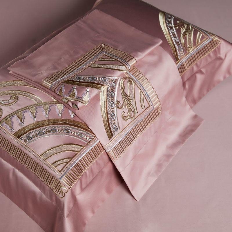 Eleanora Art Deco Embroidered Border Egyptian Cotton Duvet Cover Set - RoseStraya.com