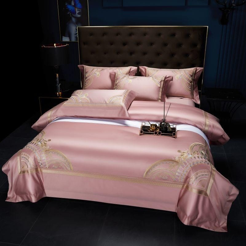 Eleanora Art Deco Embroidered Border Egyptian Cotton Duvet Cover Set - RoseStraya.com