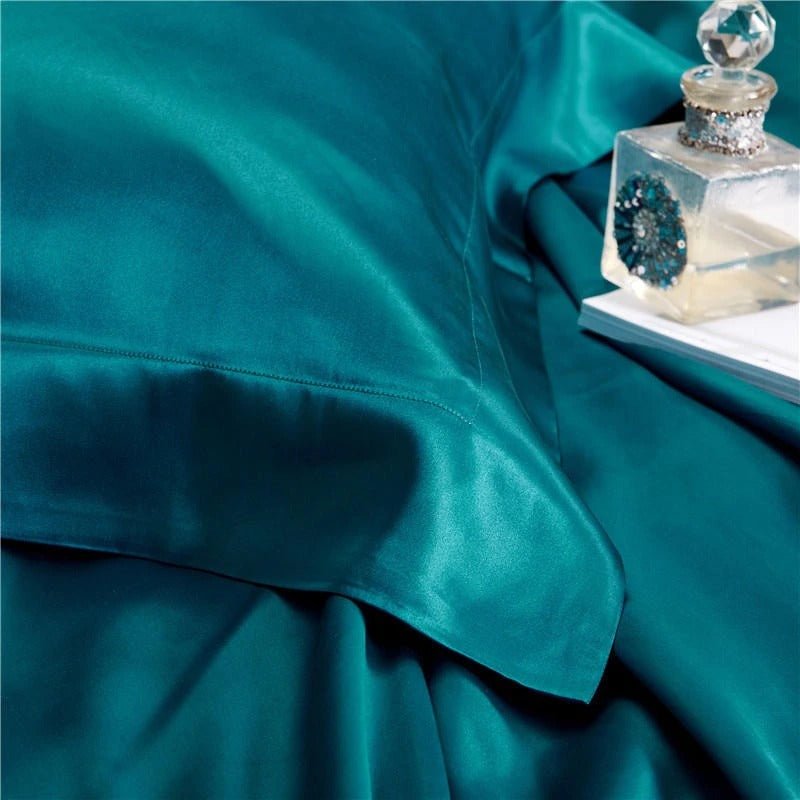 Eloisa Aqua Marine Luxury Pure Mulberry Silk Bedding Set - RoseStraya.com