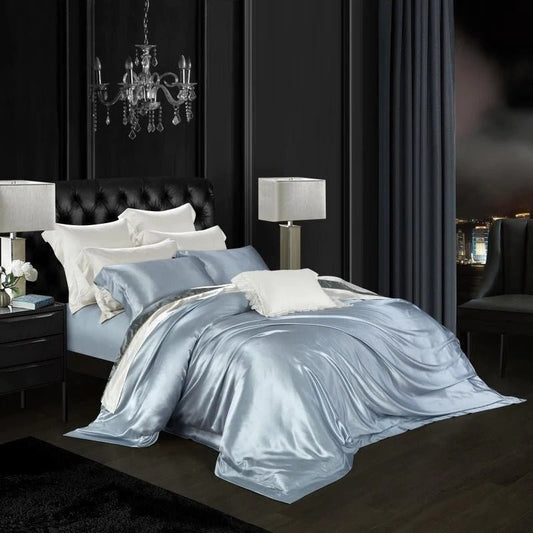 Eloisa Bali Blue Luxury Pure Mulberry Silk Bedding Set - RoseStraya.com