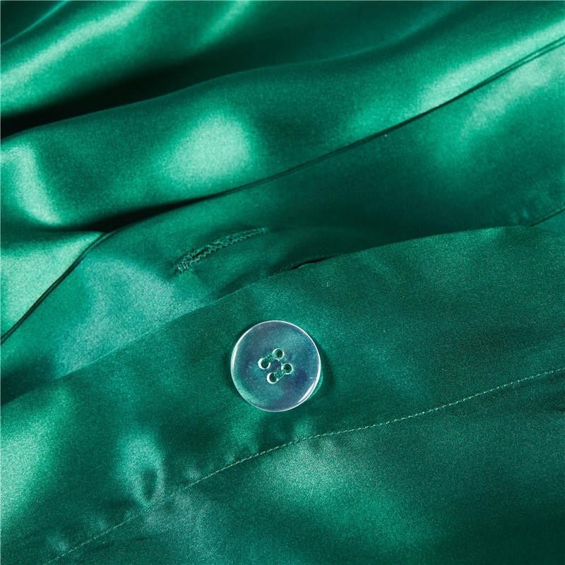 Eloisa Emerald Green Luxury Pure Mulberry Silk Bedding Set - RoseStraya.com