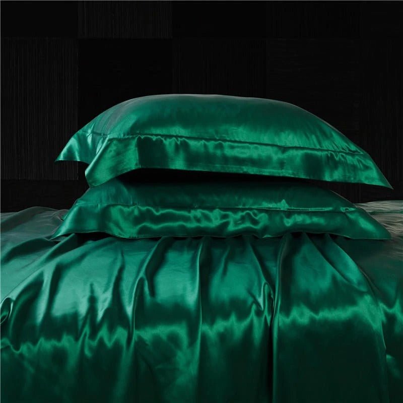 Eloisa Emerald Green Luxury Pure Mulberry Silk Bedding Set - RoseStraya.com