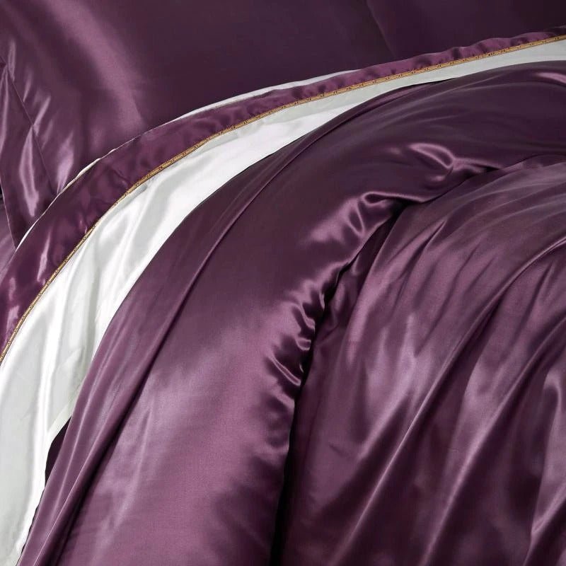 Eloisa Japanese Violet Luxury Pure Mulberry Silk Bedding Set - RoseStraya.com