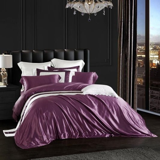 Eloisa Japanese Violet Luxury Pure Mulberry Silk Bedding Set - RoseStraya.com
