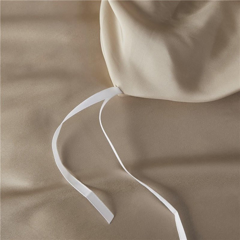 Eloisa Leather Beige Luxury Pure Mulberry Silk Bedding Set - RoseStraya.com