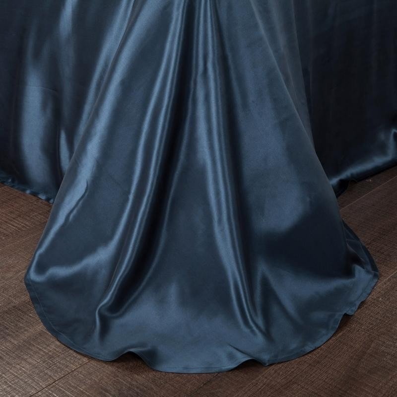 Eloisa Navy Blue Luxury Pure Mulberry Silk Bedding Set - RoseStraya.com