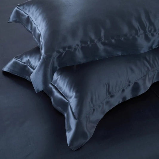 Eloisa Navy Blue Luxury Pure Mulberry Silk Bedding Set - RoseStraya.com