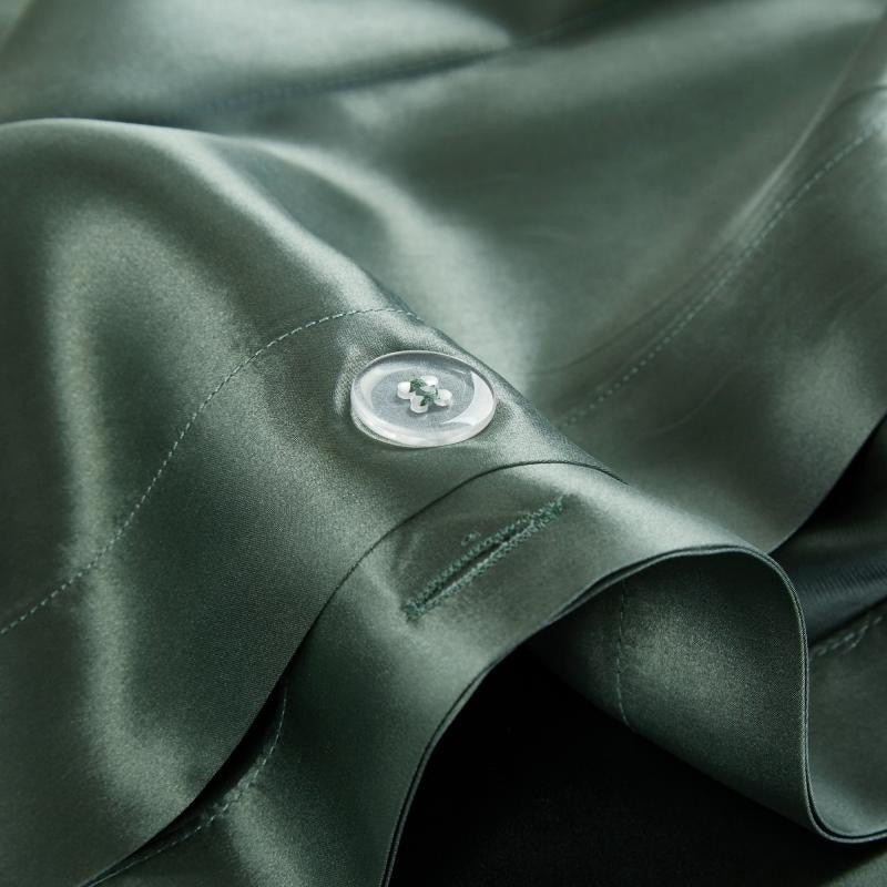Eloisa Rifle Green Luxury Pure Mulberry Silk Bedding Set - RoseStraya.com
