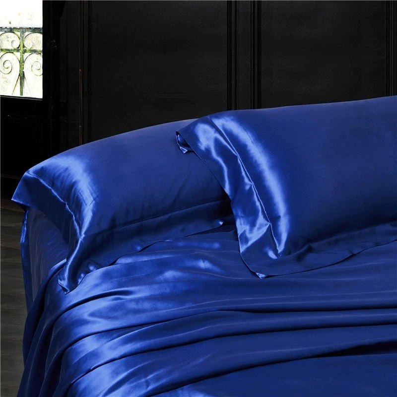 Eloisa Royal Azure Luxury Pure Mulberry Silk Bedding Set - RoseStraya.com