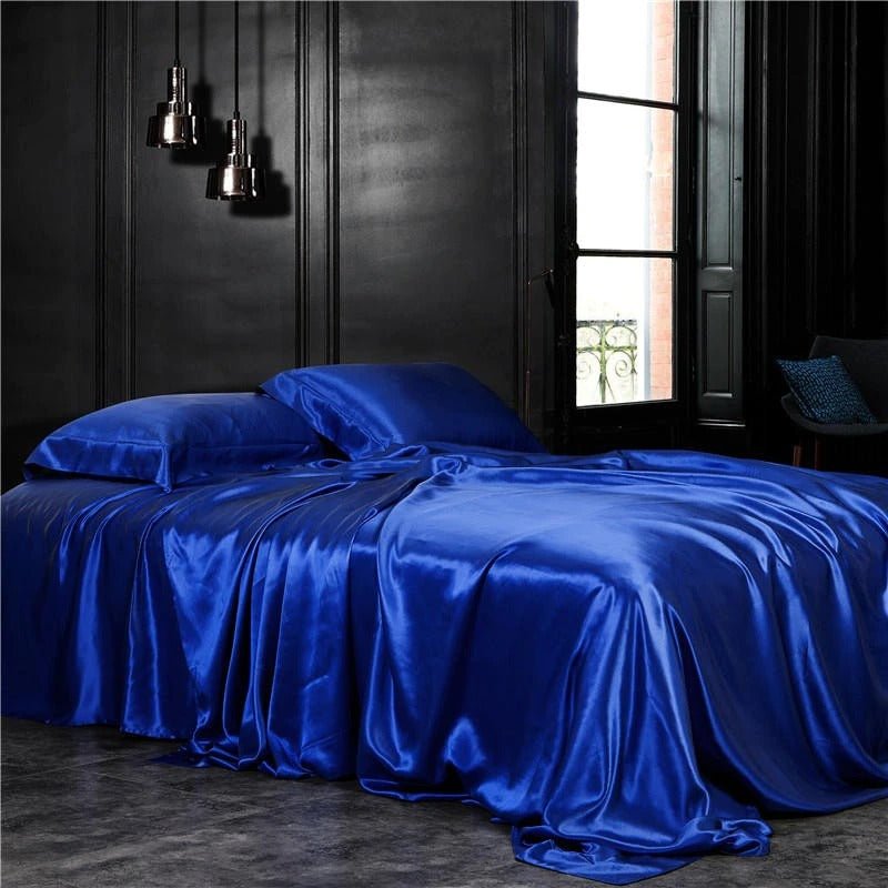 Eloisa Royal Azure Luxury Pure Mulberry Silk Bedding Set - RoseStraya.com
