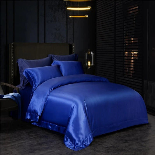 Eloisa Royal Azure Luxury Pure Mulberry Silk Bedding Set - RoseStraya.com