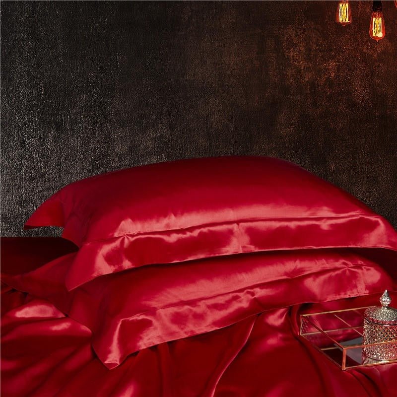 Eloisa Ruby Red Luxury Pure Mulberry Silk Bedding Set - RoseStraya.com
