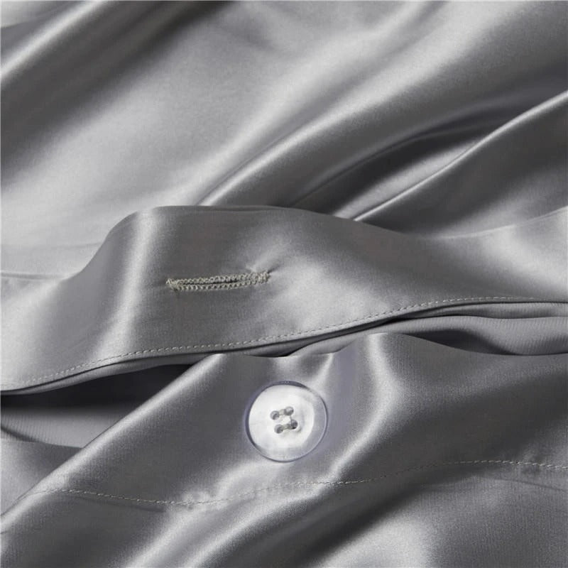 Eloisa Sonic Silver Luxury Pure Mulberry Silk Bedding Set - RoseStraya.com