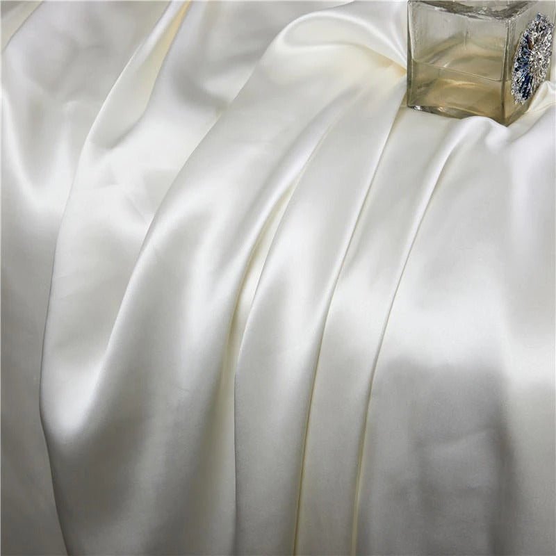 Eloisa White Luxury Pure Mulberry Silk Bedding Set - RoseStraya.com