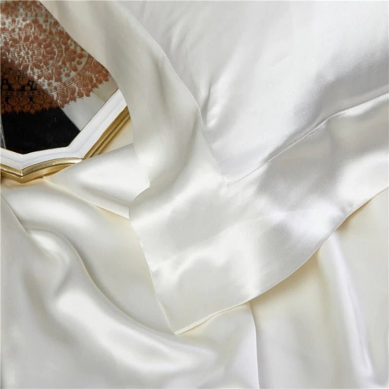 Eloisa White Luxury Pure Mulberry Silk Bedding Set - RoseStraya.com