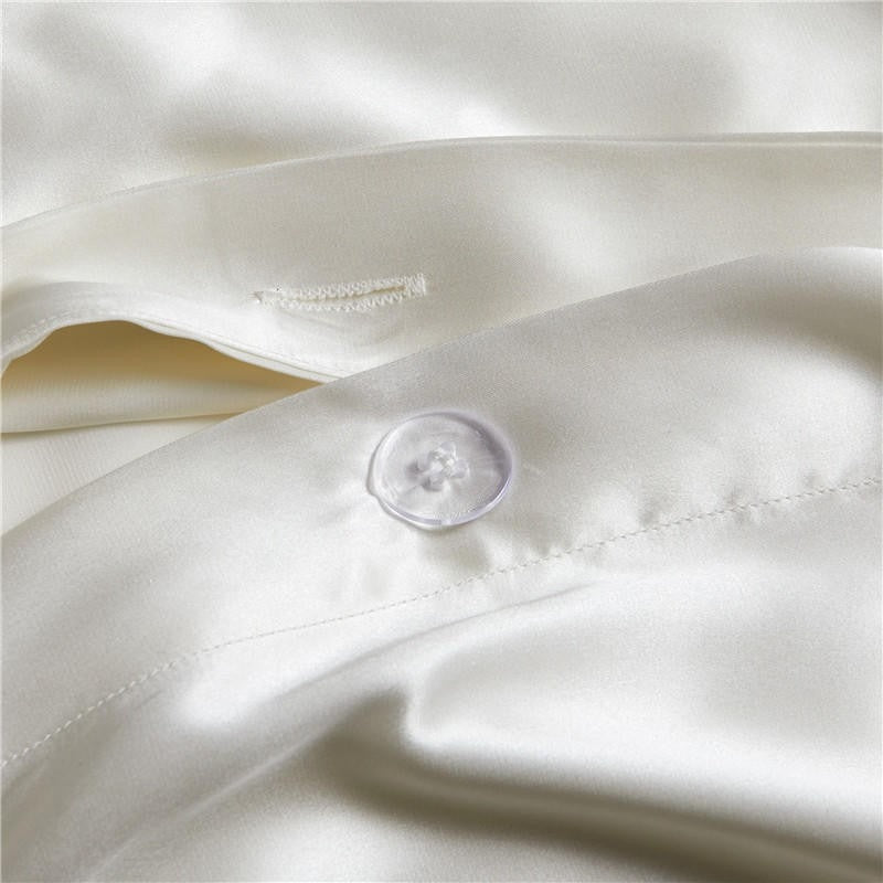 Eloisa White Luxury Pure Mulberry Silk Bedding Set - RoseStraya.com