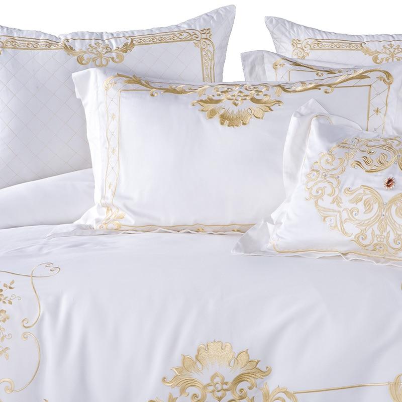 Ezra White Egyptian Cotton Embroidery Duvet Cover Set - RoseStraya.com