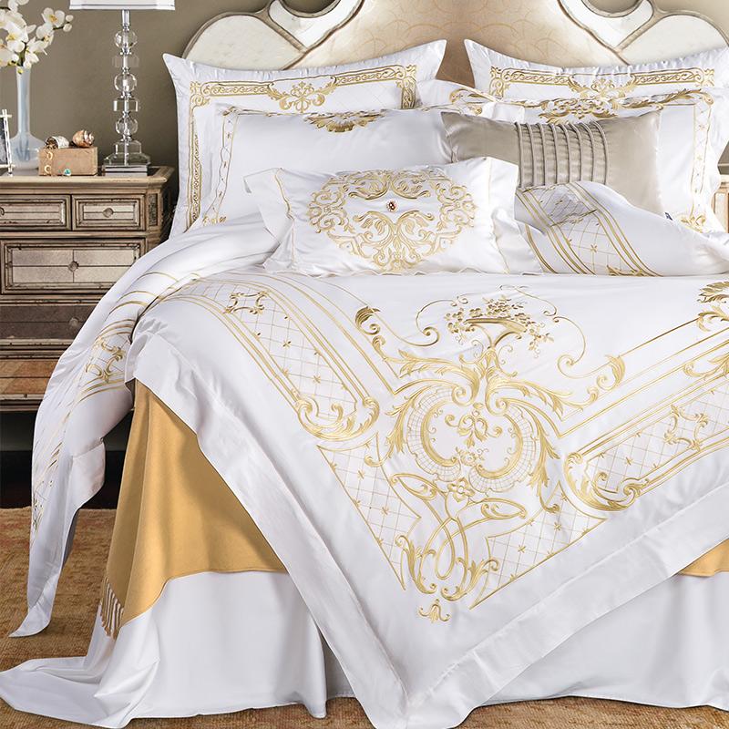 Ezra White Egyptian Cotton Embroidery Duvet Cover Set - RoseStraya.com