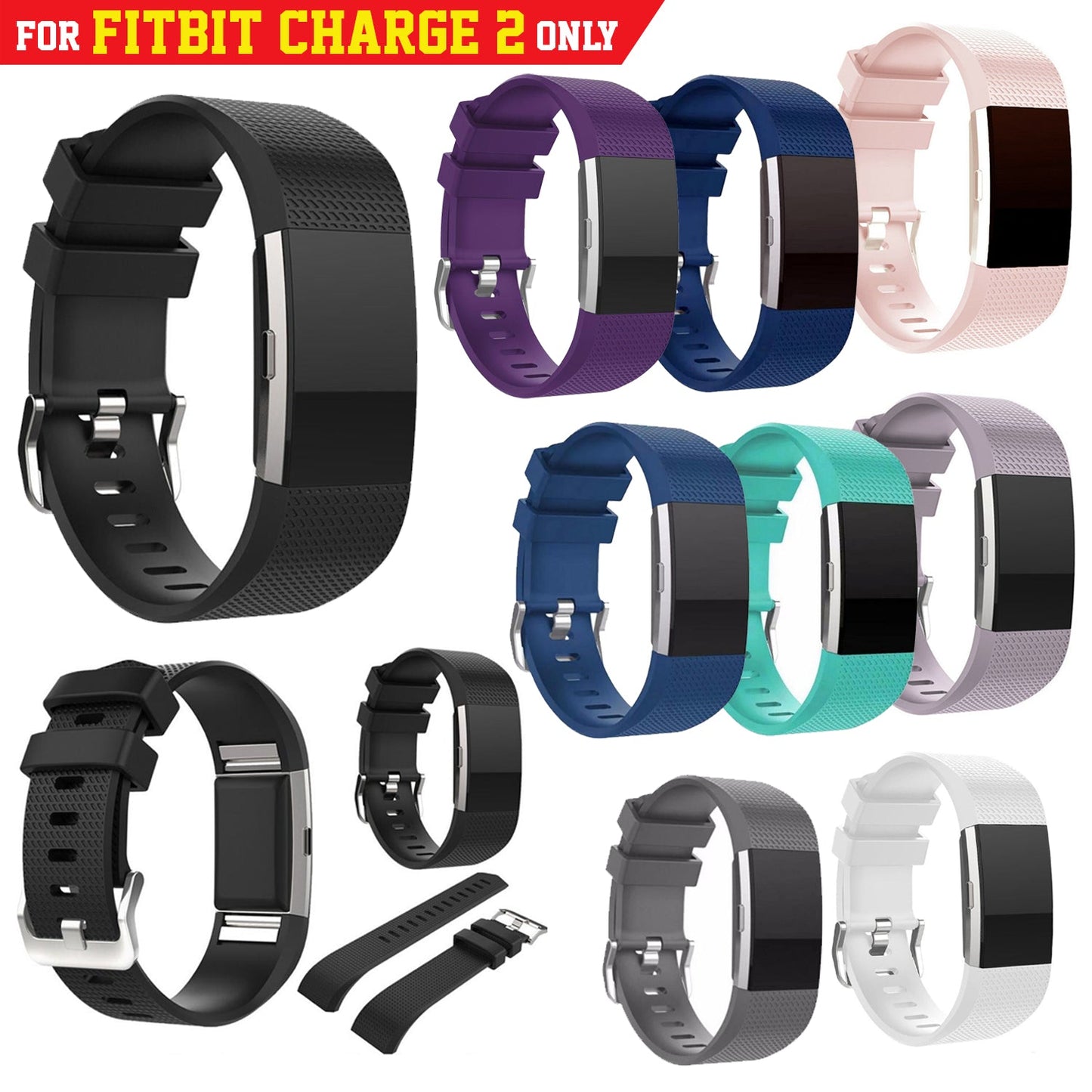 Premium Fitbit Charge 2 Bands Silicone Replacement Wristband Watch Strap