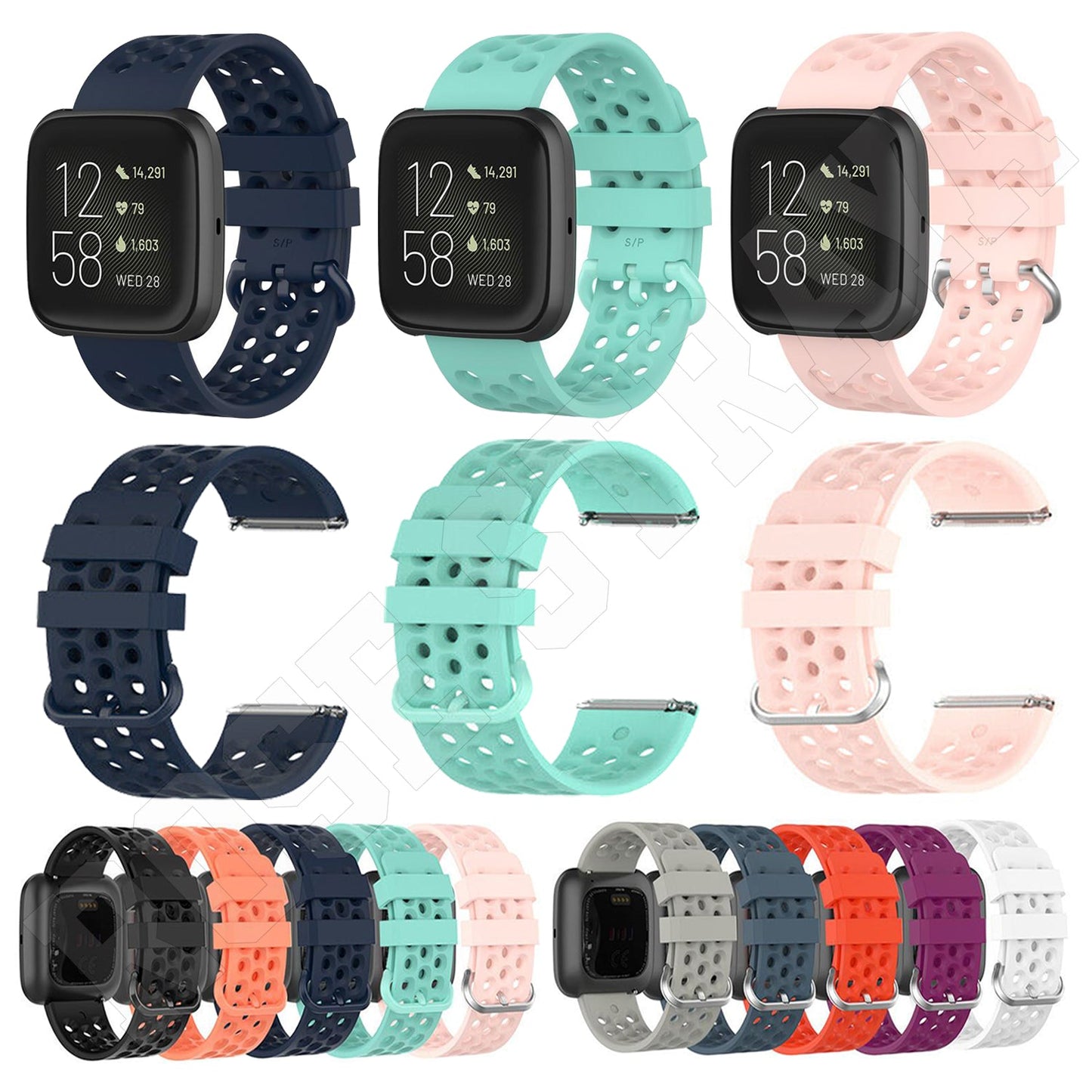 Fitbit Versa 1/2/Lite Replacement Bands Silicone Breathable Smart Watch Strap