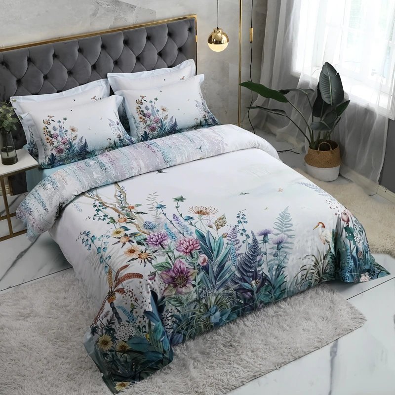 Giovanna Light Gray Egyptian Cotton Duvet Cover Set - RoseStraya.com