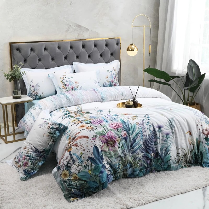 Giovanna Light Gray Egyptian Cotton Duvet Cover Set - RoseStraya.com