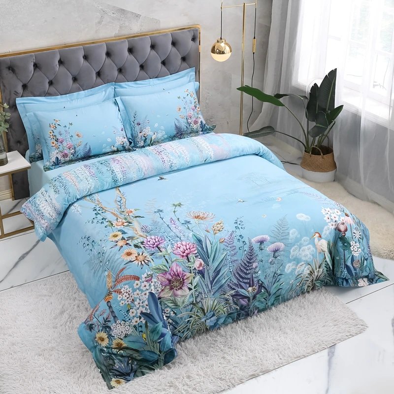 Giovanna Sky Blue Egyptian Cotton Duvet Cover Set - RoseStraya.com