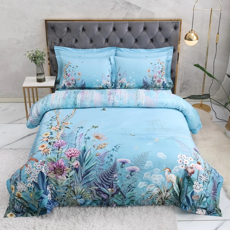 Giovanna Sky Blue Egyptian Cotton Duvet Cover Set - RoseStraya.com