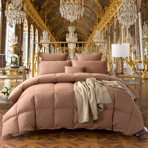Herlinde Tri-Striped Goose Down Cotton Comforter - RoseStraya.com
