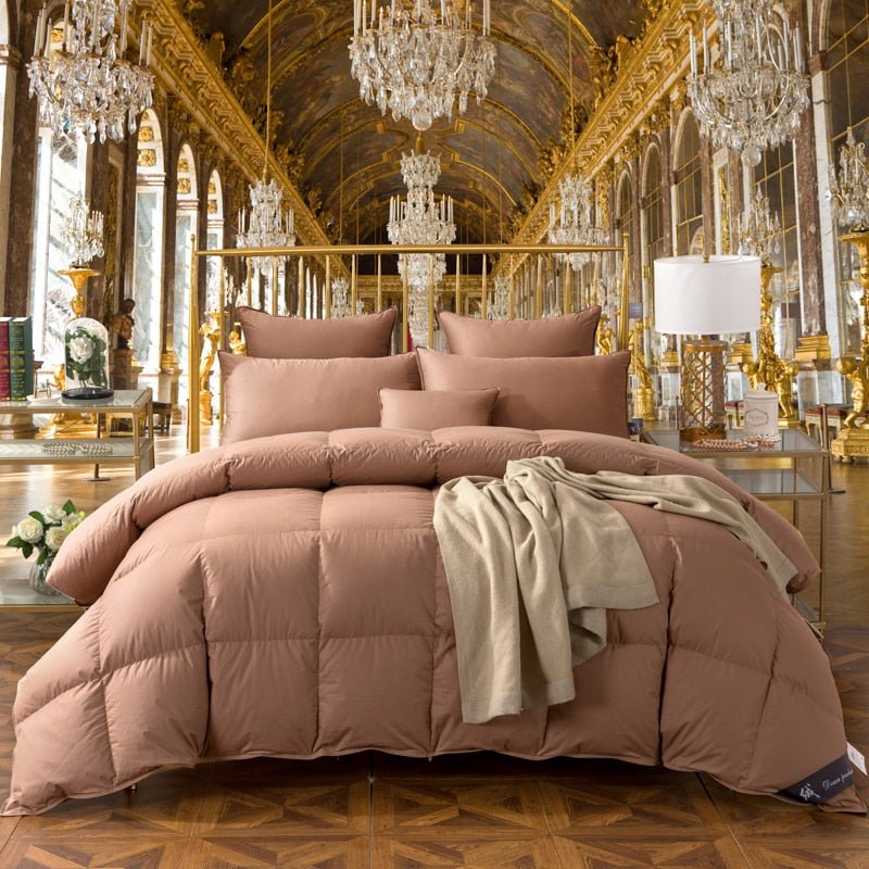 Herlinde Tri-Striped Goose Down Cotton Comforter - RoseStraya.com