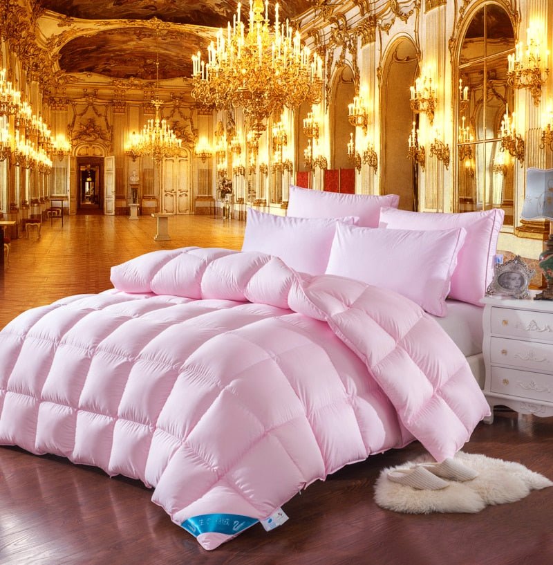 Herlinde Tri-Striped Goose Down Cotton Comforter - RoseStraya.com
