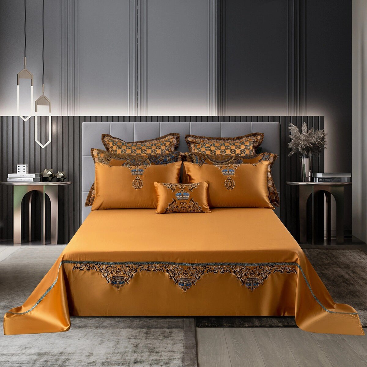 Imperial Luxury Egyptian Cotton Satin Embroidered Duvet Cover Set - RoseStraya.com