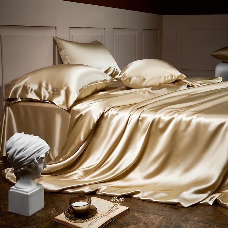 Jewel Gold Luxury Pure Mulberry Silk Bedding Set - RoseStraya.com