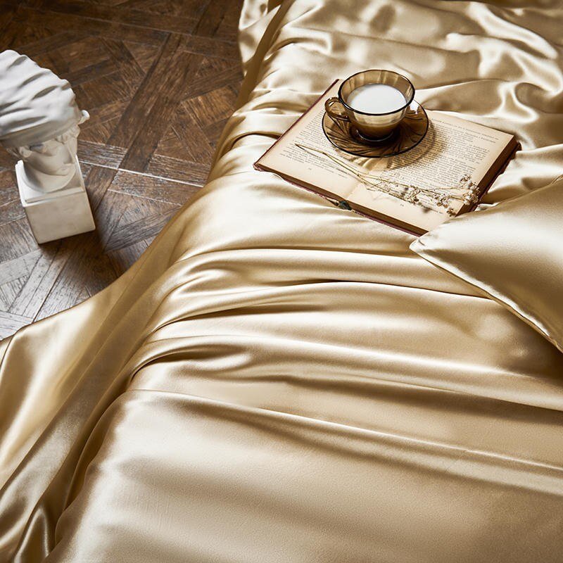 Jewel Gold Luxury Pure Mulberry Silk Bedding Set - RoseStraya.com
