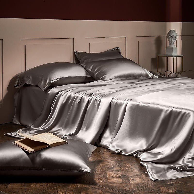 Jewel Grey Luxury Pure Mulberry Silk Bedding Set - RoseStraya.com