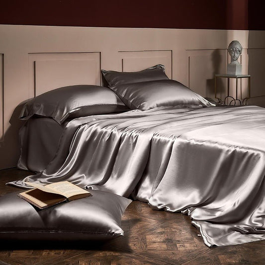 Jewel Grey Luxury Pure Mulberry Silk Bedding Set - RoseStraya.com