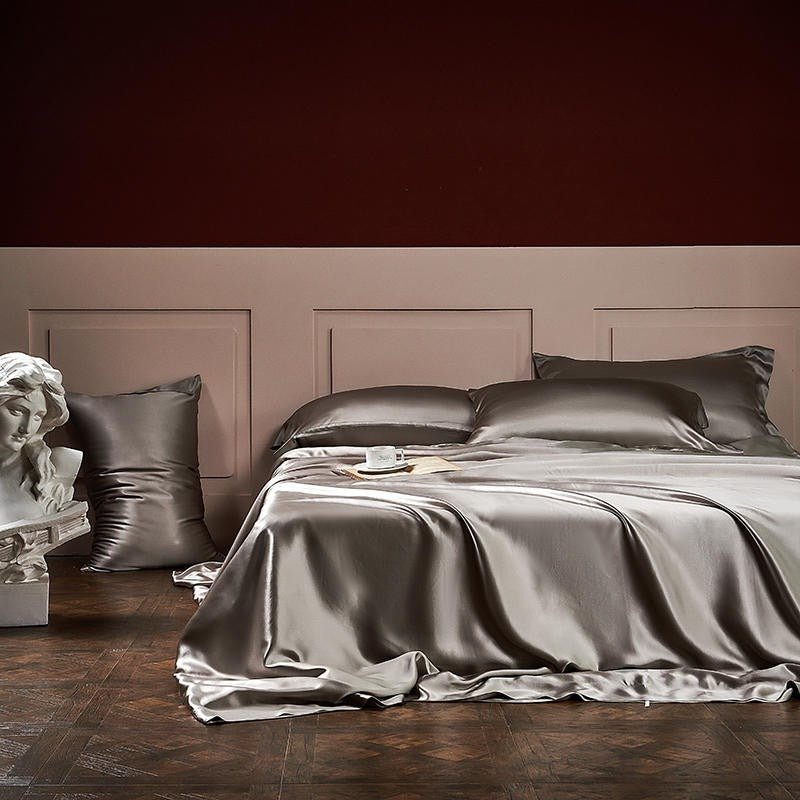 Jewel Grey Luxury Pure Mulberry Silk Bedding Set - RoseStraya.com