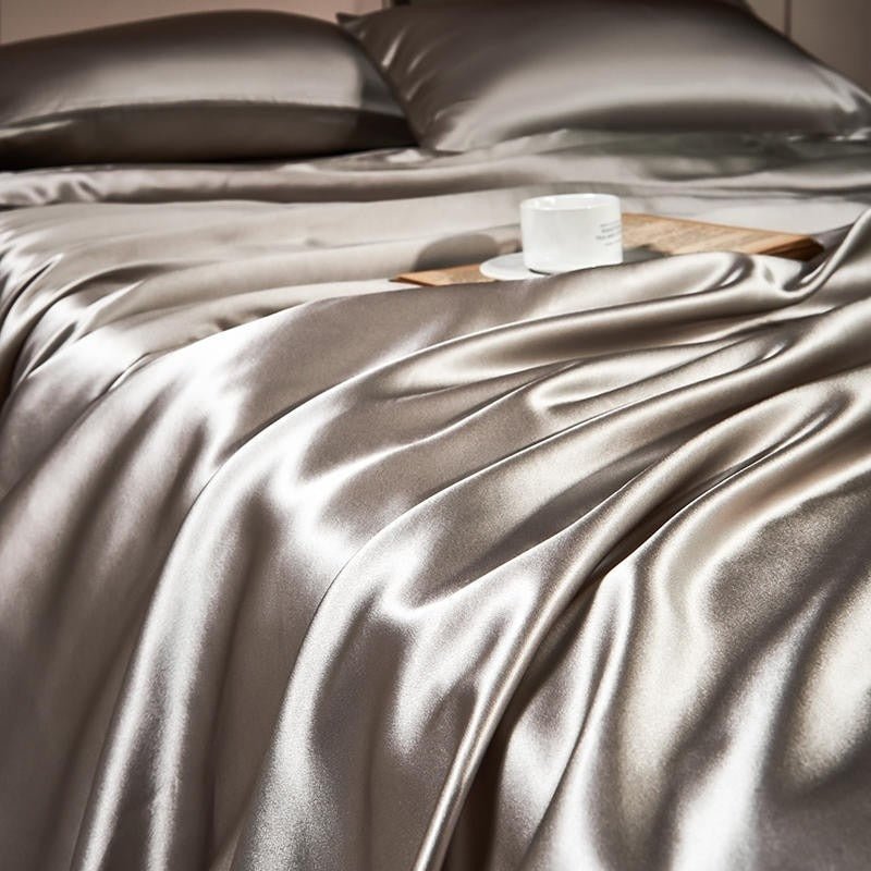 Jewel Grey Luxury Pure Mulberry Silk Bedding Set - RoseStraya.com