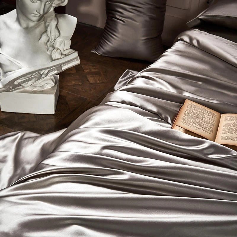 Jewel Grey Luxury Pure Mulberry Silk Bedding Set - RoseStraya.com