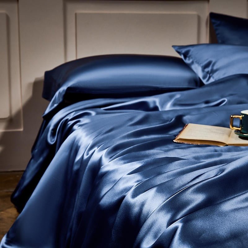 Jewel Prussian Blue Luxury Pure Mulberry Silk Bedding Set - RoseStraya.com