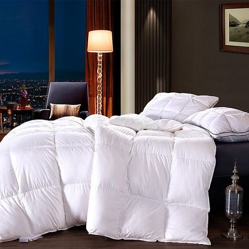 Jiniya Square Quilted Cotton Goose Down Filling Comforter - RoseStraya.com