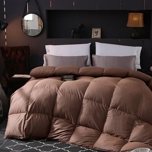 Jiniya Square Quilted Cotton Goose Down Filling Comforter - RoseStraya.com