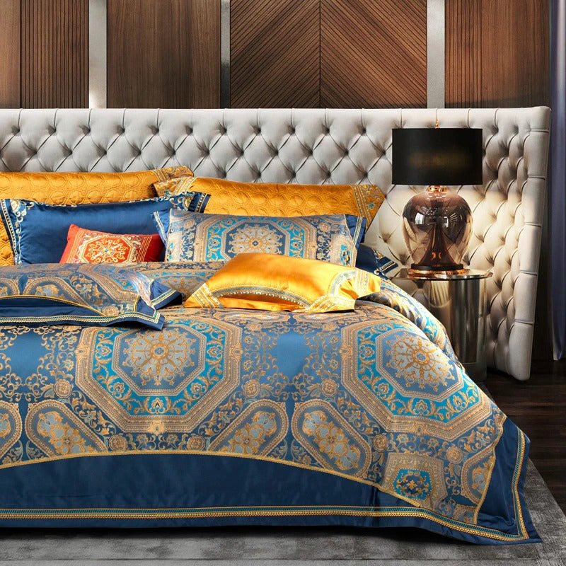 Katriel Embroidery Satin Jacquard Egyptian Cotton Duvet Cover Set - RoseStraya.com