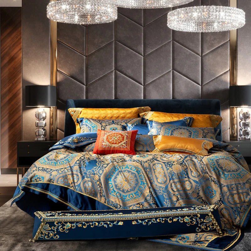 Katriel Embroidery Satin Jacquard Egyptian Cotton Duvet Cover Set - RoseStraya.com