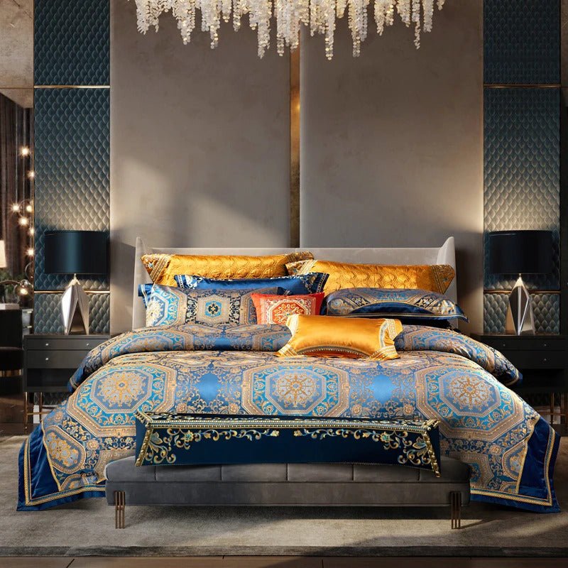 Katriel Embroidery Satin Jacquard Egyptian Cotton Duvet Cover Set - RoseStraya.com